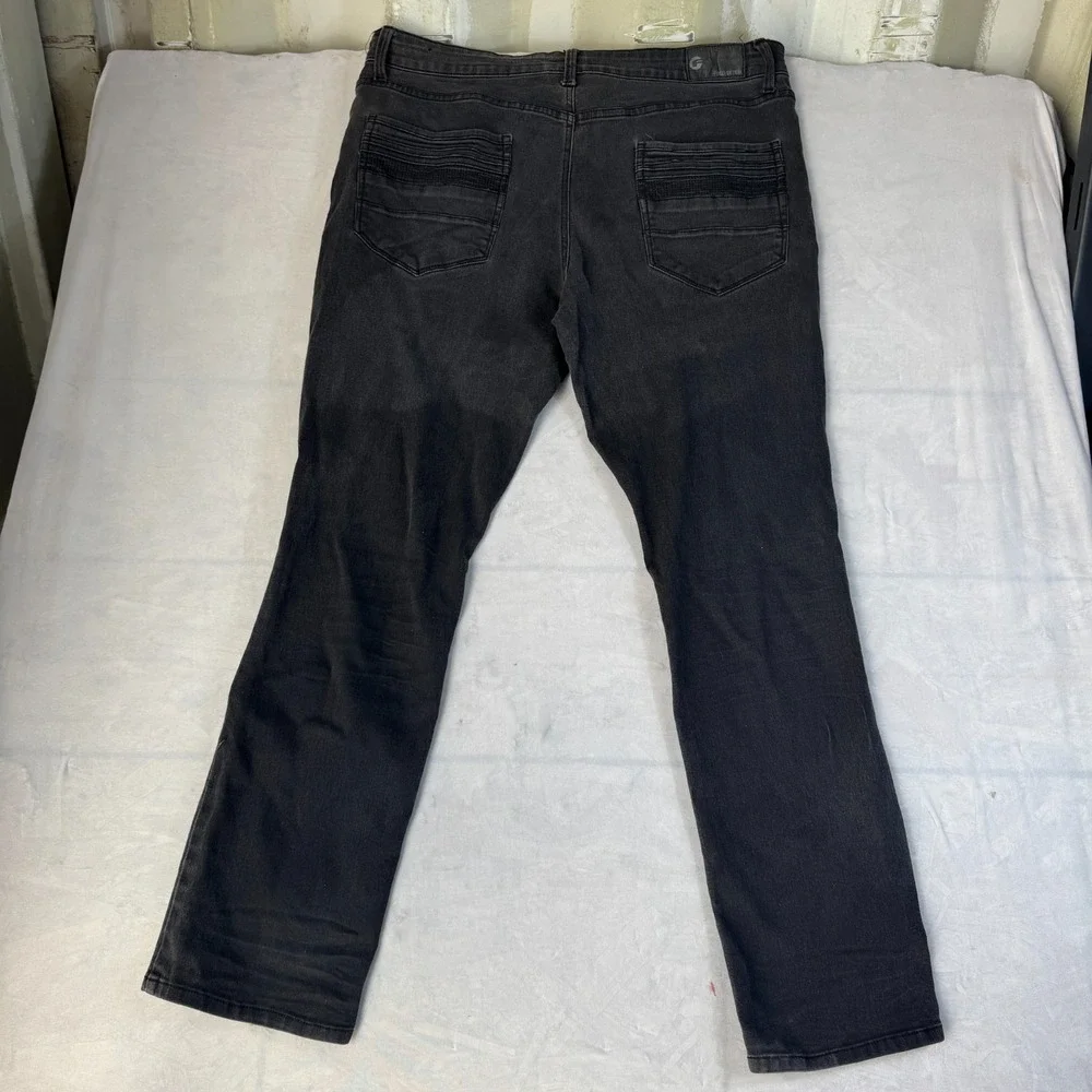 G-Fried Mens Dark Wash Black Stretch Denim Slim Fit Straight Jeans Size 38x32
